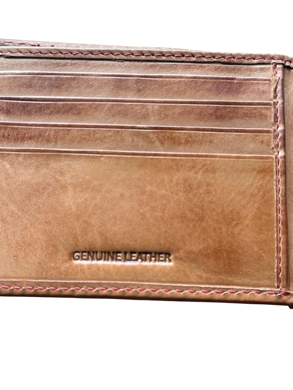 Rawlings Brown Leather Wallet with Pink Stitch Accent